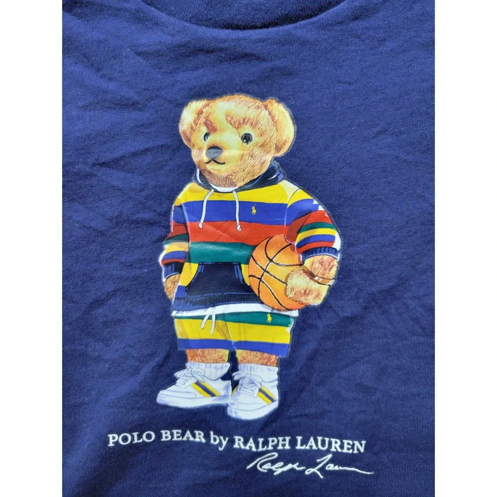 Ralph Lauren Polo Bear Basketball Colorblock T-Shirt Navy Blue 18M